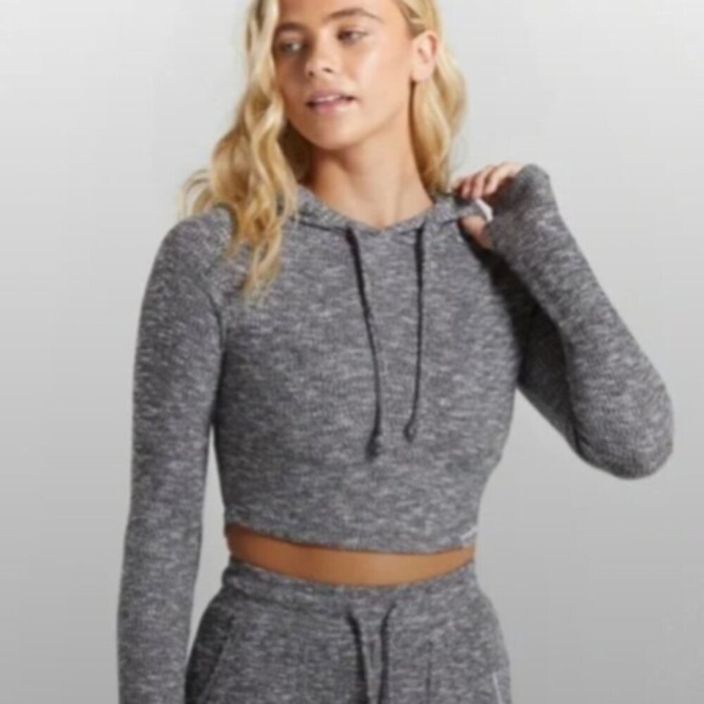 GYMSHARK Gray Cropped Hoodie size S long sleeve